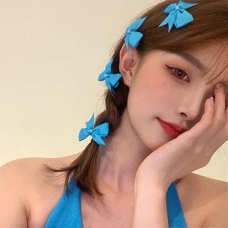 Ribbon Hair Clip 1 Pair - Blue - One Size