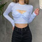 Long-sleeve Cutout Twist Crop Top