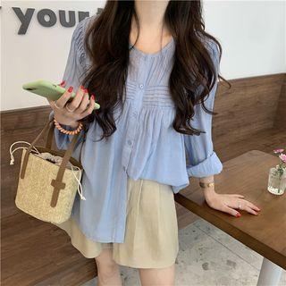 Button-up Blouse Blue - One Size