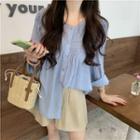 Button-up Blouse Blue - One Size