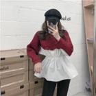 Mock Two Piece Cable Knit Long-sleeve Top
