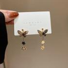 Butterfly Flower Alloy Dangle Earring 1 Pair - Stud Earring - S925 Silver Needle - Gold - One Size