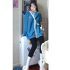 Applique Hooded Zip Jacket Blue - One Size