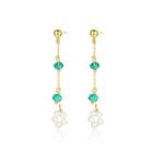 Sterling Silver Plated Gold Simple Fashion Flower Tassel Earrings With Freshwater Pearls Golden - One Size
