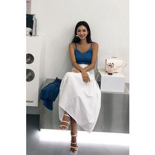 Button-trim A-line Maxi Skirt