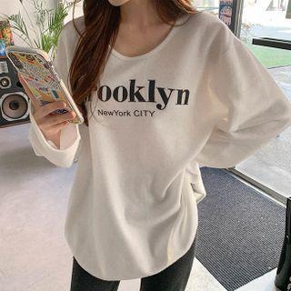 U-neck Letter Napped T-shirt