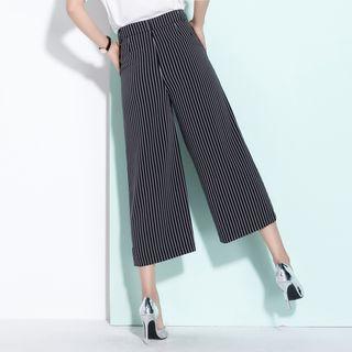 Pinstripe Capri Wide Leg Pants