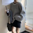 Pattern Oversize Sweater Sweater - Black & White - One Size