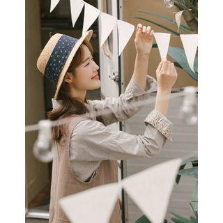 Flap-pocket Floral Print Trim Shirt