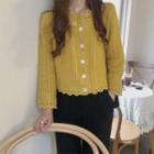 Buttoned Knit Cardigan Yellow - One Size