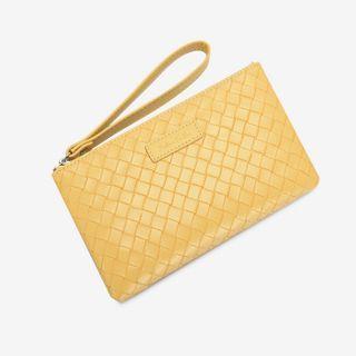 Plain Woven Zip Long Wallet
