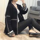 Long-sleeve Contrast Trim Knit Jacket