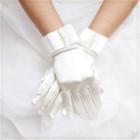 Faux Pearl Gloves White - One Size