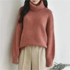 Turtle-neck Wool Blend Boxy Sweater