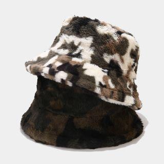 Camouflage Print Fluffy Bucket Hat