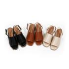 Square-toe Faux-leather Sandals