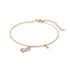 Simple And Cute Plated Rose Gold Cat 316l Stainless Steel Anklet With Cubic Zirconia Rose Gold - One Size