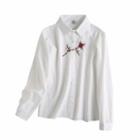 Long-sleeve Rose Embroidered Shirt