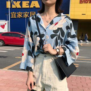 Printed Flower Long-sleeved Shirt