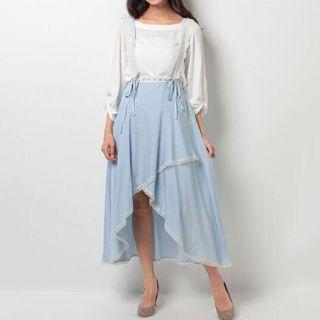 Dip Back Lace Suspender Midi Skirt