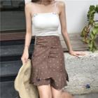 Padded Camisole Top / Dotted Flounced A-line Skirt