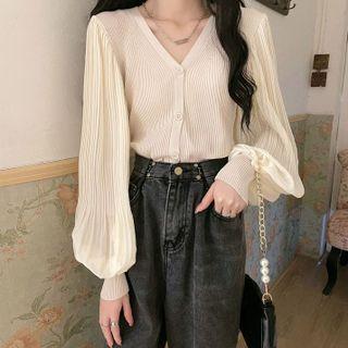 V-neck Panel Cardigan
