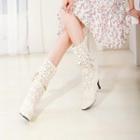 Lace Panel High Heel Boots