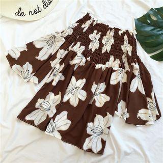 Floral Print Off-shoulder Long-sleeve Dress