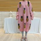 Round-neck Pineapple Print Knit Dress