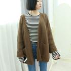 Ribbed Open-front Cardigan