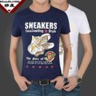 Short-sleeve Lettering & Sneakers Print T-shirt
