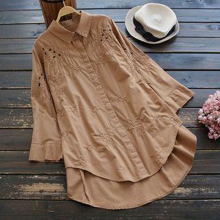 Long-sleeve Embroidered Dip-back Shirt