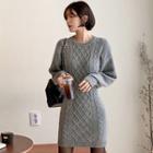 Mini Cable-knit Sweater Dress Gray - One Size