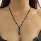 Lettering Bar Pendant Stainless Steel Necklace Black - One Size