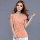 Short-sleeve Lace-panel Top