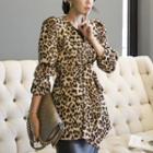 Double-breasted Tie-waist Leopard Print Jacket