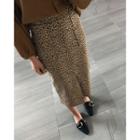 Leopard H-line Midi Skirt Brown - One Size