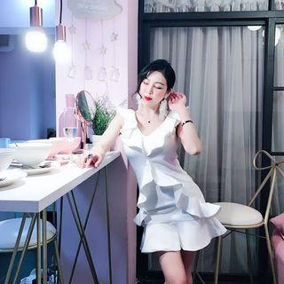 Sleeveless Ruffle Mini Cocktail Dress
