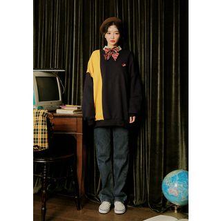 Ping Pong Club Color-block Pullover Navy Blue - One Size