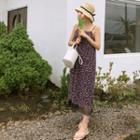 Spaghetti-strap Lace-detail Floral Print Dress