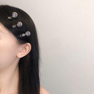 Set Of 5 : Faux Crystal Hair Clip Set Of 5 - Transparent & Black - One Size
