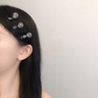 Set Of 5 : Faux Crystal Hair Clip Set Of 5 - Transparent & Black - One Size