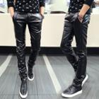 Faux-leather Paneled Pants