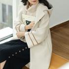 Color-block Single-breasted Acrylic Long-sleeve Coat