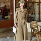 Long-sleeve Belted Single-breasted Midi Blazer Dress