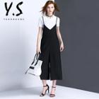 Plain Spaghetti Strap Wide Leg Pinafore Jumpsuit