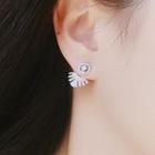 Non-matching Rhinestone Earring 1 Pair - Silver - One Size
