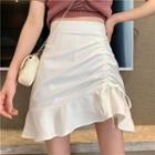 High-waist Drawstring A-line Mini Skirt