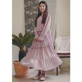 Frilled Tiered Maxi Chiffon Dress