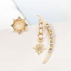 Non-matching Sun & Moon Earring 1 Pair - Gold - One Size